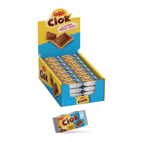 Offerta a tempo: Oro Ciok, Biscotto con Tavoletta di Cioccolato al Latte, Merenda Golosa, Fonte Naturale di Fibre, Senza Coloranti e Conservanti, 750g (30 monoporzioni da 25g) - 43% da 18.00 € a 10.20 €