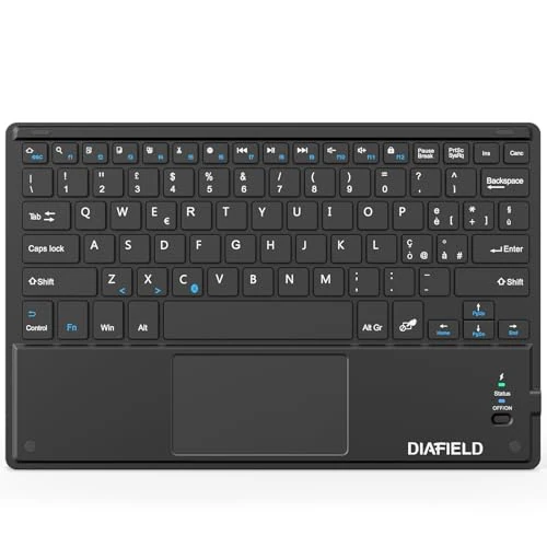 1byone Ultra Slim Bluetooth Keyboard with Integrated Multi Touch Pad and Rechargeable Battery for Android and Windows [Black]