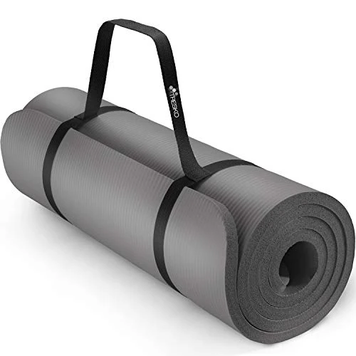 Offerta a tempo: TRESKO® Tappetino per yoga pilates tappeto ginnastica fitness aerobica 6 colori diversi | Dimensioni 185cm x 60cm in 2 spessori | isola il freddo | schiuma NBR | Grigio 185 x 60 x 1 cm - 25% da 29.99 € a 22.55 €