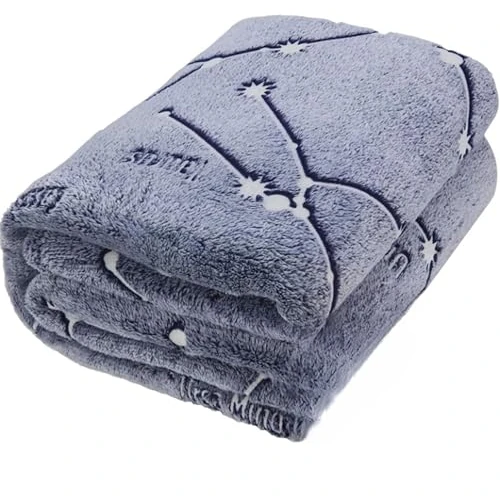 Kanguru Constellations GLOW IN THE DARK Bed Blanket, Blue, Double