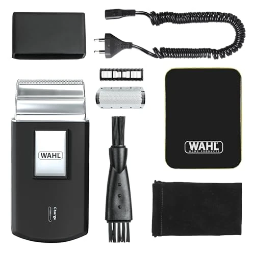 Beperkte aanbieding: WAHL Travel Shaver - Draadloze en oplaadbare elektrische scheerapparaat voor mannen, ideaal voor op reis, om haar en baard te scheren, compact en draagbaar, Zilver van 19.84 EUR naar 17.18 EUR (besparing 13%)