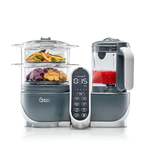 Offerta a tempo: Babymoov Nutribaby+, Cuocipappa Multifunzione 6 in 1, Cuocivapore, Frullatore, Grande Capacità per i Bambini, Fino a 10 Pasti Preparati Contemporaneamente , Grigio - 38% da 174.90 € a 108.19 €