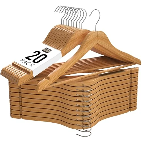 Oferta ograniczona: Utopia Home Drewniane wieszaki premium - trwałe i wąskie wieszaki na ubrania, wieszaki na garnitury, z obrotowym hakiem o 360 stopni, drewniane wieszaki z rowkami na ramiona (kolor naturalny) z 95.99 EUR na 95.99 EUR (znizka 0%)