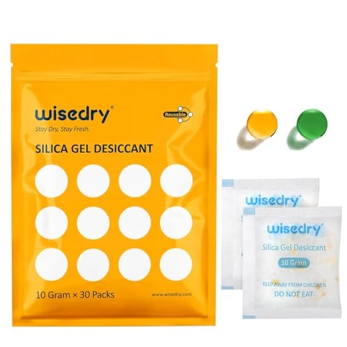 Offerta a tempo: wisedry 10 grammi [30 confezioni] di gel di silice essiccante riutilizzabile per l'umidità con indicatore di colore ricaricabile Piccoli pacchetti essiccanti di grado alimentare - 28% da 16.99 € a 12.26 €