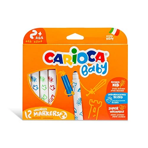 Limited offer: CARIOCA Valorous Markers, Super Washable Markers for Kids Ages 2+, 12 Vibrant Colors in Box, Rounded Tip Baby Marker Pens, Safe and Non-Toxic, Ventilated Cap, Gluten-Free, Dermatologically Tested from 7.90 USD to 4.00 USD (save 49%)