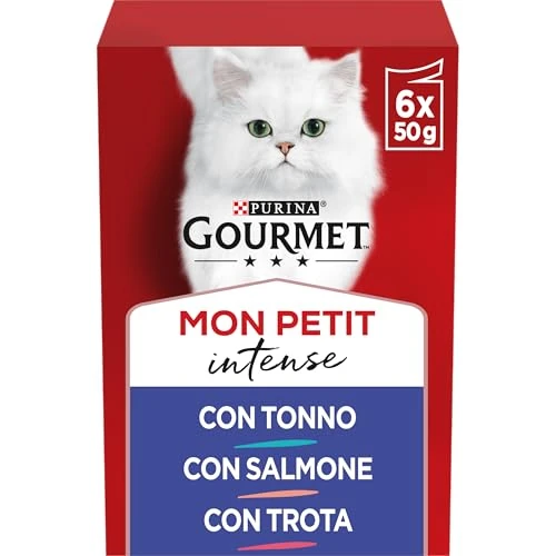 Oferta ograniczona: Purina Gourmet Mon Petit Wilgotny kot z tuńczykiem, łososiem i pstrągiem, 8 opakowań po 6 torebek po 50 g (48 torebek) z 22.00 EUR na 15.92 EUR (znizka 28%)
