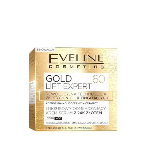 Eveline Cosmetics Gold Lift Expert Luxury Rejuvenating 24k Gold Serum Cream for Mature, Dry & Sensitive Skin - Day & Night Lifting Treatment with Collagen-Boosting Technology
