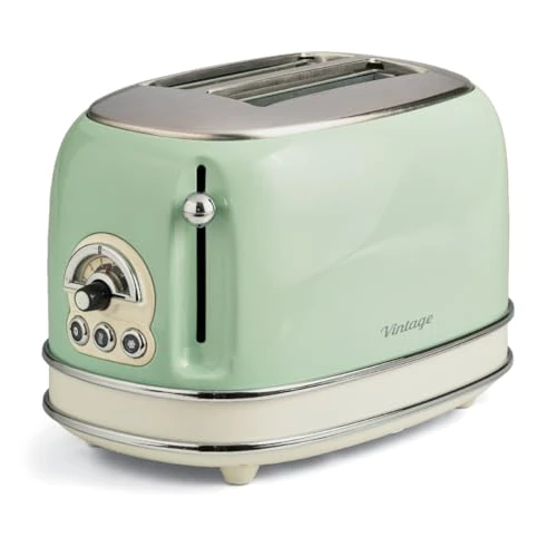 Limited-time offer: ARIETE 155/14 Toaster 2 wide slots, vintage, 6 positions, defrost, reheat, cancel function, cold walls, non-slip feet, cord wrap, 810 W green/cream color from 59.00 £ to 59.00 £ (save 0.0%)