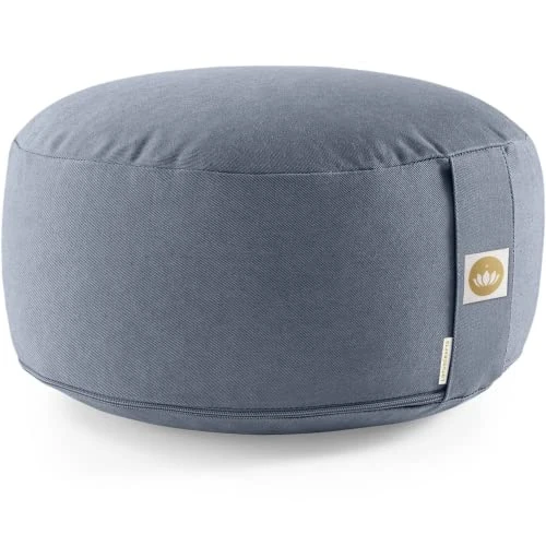 Zeitlich begrenztes Angebot: Lotuscrafts Yogakissen Meditationskissen Rund Lotus - komfortable & entspannte Mediation - Sitzhöhe 15cm - waschbarer Bezug aus Baumwolle - Yoga Sitzkissen mit Dinkelfüllung - GOTS Zertifiziert von 34.99 € auf 34.99 € (0.00% R