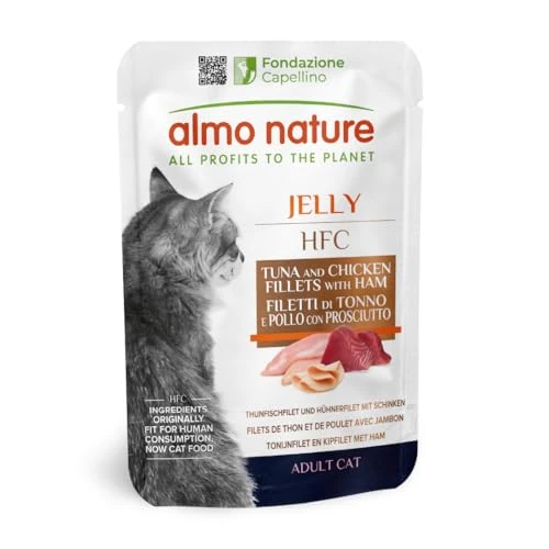 Offre limitée : almo Nature HFC Jelly Filet de Thon, Poulet avec Jambon - Nourriture Humide pour Chat Adulte - Sachets Fraîcheur 24 x 55 g de 25.20 EUR à 21.36 EUR (remise 15%)