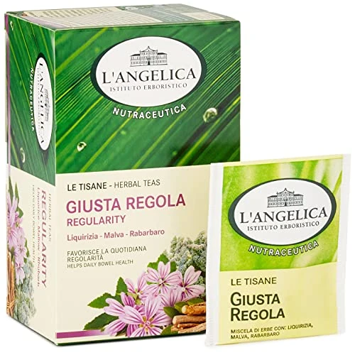 Offerta a tempo: L'Angelica, Tisana Funzionale La Giusta Regola, Favorisce la Quotidiana Regolarità, Infuso con Estratti di Rabarbaro, Liquirizia, Finocchio e Malva, Vegan, Formato: 18 Filtri - 0.00% da 2.90 € a 2.90 €