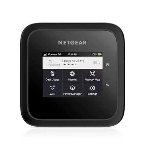 NETGEAR Nighthawk M6 | Router WiFi Portatil | Router 5G Sim Portatil | Hotspot 5G | WiFi 6 hasta 2,5 Gbps velocidades, hotspot desbloqueado comparte 32 dispositivos, con roaming internacional (MR6150)