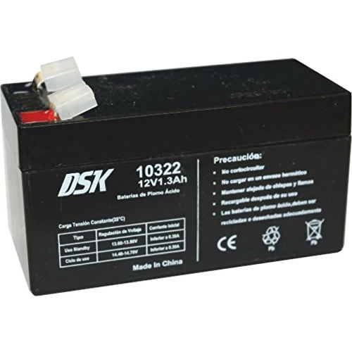 Offerta a tempo: DSK 10322 - Batteria al piombo AGM ricaricabile sigillata 12V 1,3Ah. Ideale per allarmi domestici e industriali, scooter elettrici, giocattoli elettrici, recinzioni, bilance, nero - 41% da 15.50 € a 9.20 €