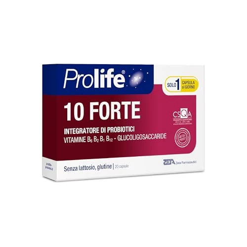 Offerta a tempo: Prolife Vzdt032 10 Forte Capsule - Integratore con 10 Miliardi di Probiotici (Fermenti Lattici Vivi) per Dose, 20 capsule da 515 mg, 8.4 gr - 0% da 7.60 € a 7.60 €