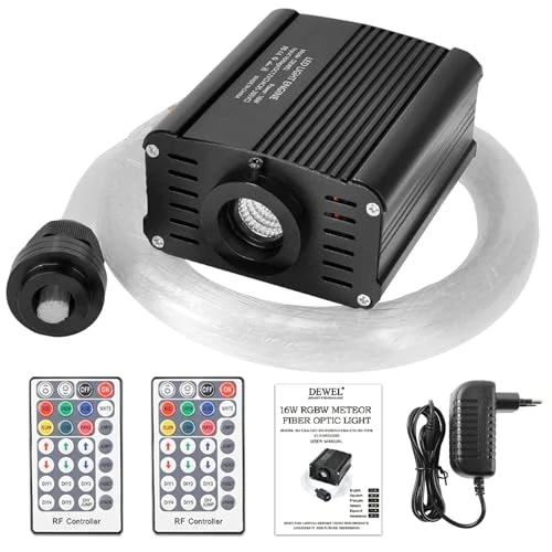 Offerta a tempo: DEWEL Luce in Fibra Ottica, 16W RGBW Cielo Stellato, 450 pz*0.75mm*2m LED per Casa/Auto, Telecomando a 28 Tasti/Starry Sky Plafoniere Kit per Soffitto Room Decor - 5% da 107.99 € a 102.59 €