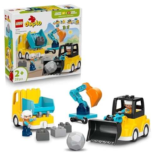 Offerta a tempo: LEGO DUPLO Veicoli da Cantiere 3 in 1 - Gioco Didattico Montessori con Camion, Escavatore e Gru Giocattolo - Idea Regalo di Compleanno per Bambini e Bambine da 2 Anni in Su - 10475 - 12% da 24.99 € a 21.99 €