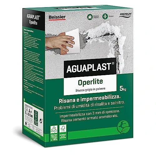 Oferta limitada: Aguaplast - Operlite en polvo, 5 kg, estuco impermeable listo para usar, sanea y protege de la humedad y del salitre - Estuco para piscinas y entornos húmedos y marinos de 68.00 € a 34.90 € (ahorro 48.68%)