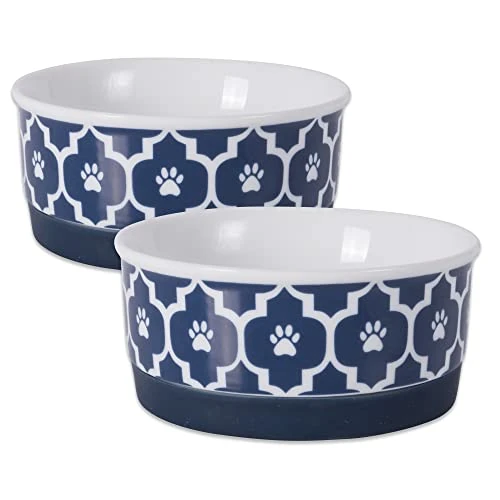 Offerta a tempo: Bone Dry Lattice Collection Pet Bowl & Canister, Piccola Rotonda - 10,8 x 10,8 x 5,1 cm, Blu Nautico, 2 Pezzi - 0.00% da 17.97 € a 17.97 €
