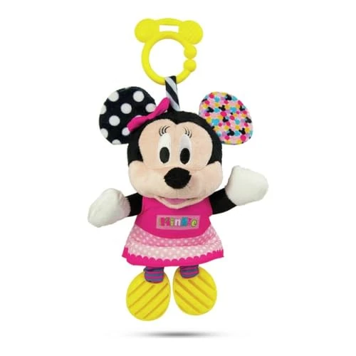 Disney Baby Minnie Mouse pluszowa zabawka z gryzakiem – miękka zabawka dla rozwoju dziecka, miękka zabawka dla niemowląt, zabawka edukacyjna, małe dzieci od 6 miesięcy, 17164 Clementoni