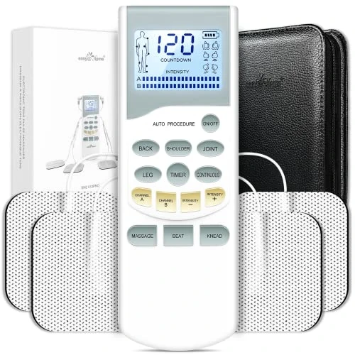 Easy@Home Professional Grade TENS Unit Electronic Pulse Massager EHE012PRO - Backlit LCD Display, Professional Grade Powerful Pulse Intensity and Rechargeable Battery - FDA Approved for OTC Use