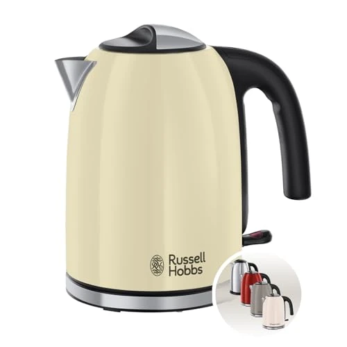Russell Hobbs Kettle [1.7l, 2400W] Colours+ stainless steel cream (pressure cooking function, removable lime filter, optimised spout, external water level indicator) tea maker 20415-70