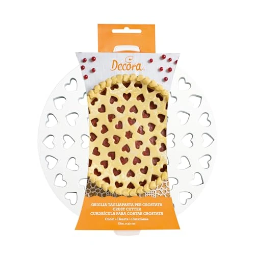 Offerta a tempo: Decora 0215801 Griglia Tagliapasta per Crostate Cuori, dal Design brevettato, Realizzata in Plastica, Ideale per Decorare la Crostata con un motivo a Cuori, Diametro Ø 30 cm, Made in Italy — 28% da 19,40 € a 14,00 €