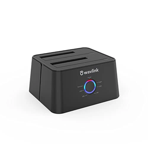 Tijdelijke aanbieding: WAVLINK Dual Bay SATA naar USB3.0 / USB C Externe Harde Schijf Docking Station voor 2,5 of 3,5 inch HDD, SSD met Harde Schijf Kopieer/Kloon Functie - Zwart van 34.99 € naar 34.99 € (0.00% korting)