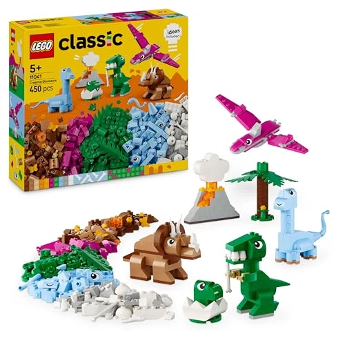 Limitiertes Angebot: LEGO Classic Creative Dinosaurs Set, Building Toys for Kids, Assorted Bricks for Imaginative Play, Includes T. Rex, and Triceratops Dino Figures, Birthday Gift for 5 Plus Year Old Boys and Girls 11041 von 34.99 EUR auf 23.99 EUR (Spare 31%)