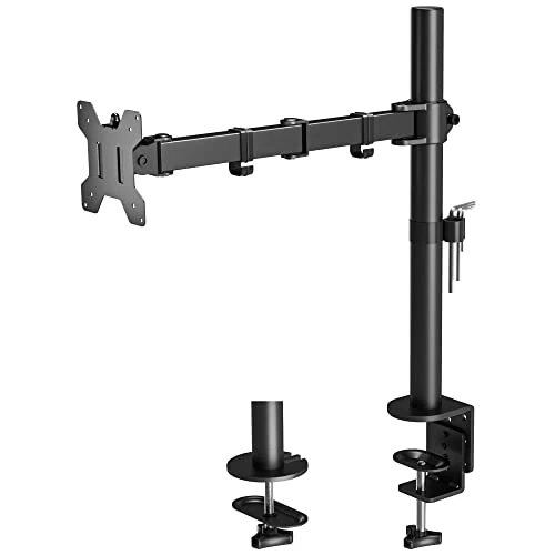BONTEC Soporte Monitor para Pantallas LCD LED de 13-32 Pulgadas, Brazo Monitor de Escritorio para Pantallas de Monitor hasta10 kg, Altura Ajustable, 2 Opciones de Montaje, VESA 75x75/100x100mm, Negro