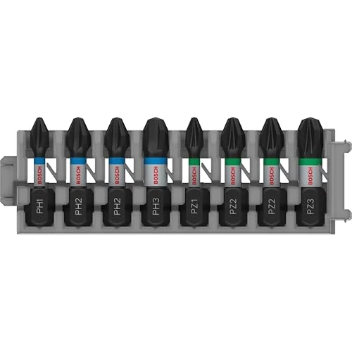 Bosch - Punta de atornillar Impact PH 1,2 x 3,3, PZ 2 x 2,3, 25 mm: Insert, Negro, Small