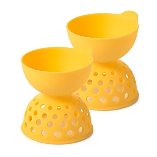 OXO Good Grips Silicona Huevo Caza furtiva Juego - Utensilio para huevos escalfados - Amarillo - 2 Piezas, 8.89 x 7.62 x 7.62 cm