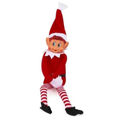 Elves Behavin' Badly- Elf Elfo Viso in Vinile Morbido Gamba Lunga Pollici con Cappello & Tag, Colore Rosso, 52, 13056