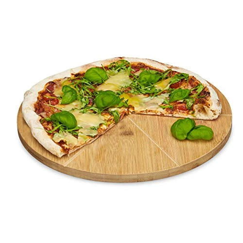 Limited-time offer: Relaxdays Bamboo Pizza Plate with 33 cm Diameter, Wooden Cutting Board, Firm Pizza Board with 6 Parts for Even-Sized Pieces, Wooden Pizza Platter, Natural Brown from 22.60 £ to 22.60 £ (save 0.00%)