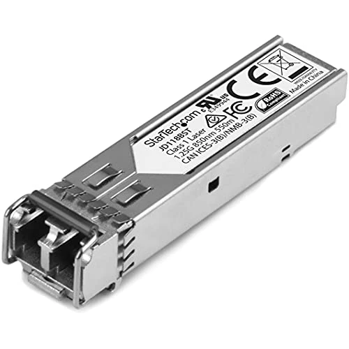 StarTech.com HPE JD118B Kompatybilny moduł SFP - 1000BASE-SX - 1GbE Multi Mode (MMF) światłowodowy nadajnik-odbiornik - 1GE Gigabit Ethernet SFP - LC 550 m - 850 nm - DDM HPE 5900, 12500, 5500 (JD118BST)