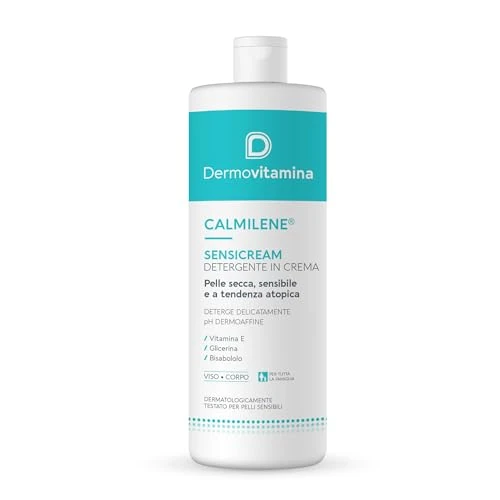 Offerta a tempo: Dermovitamina Calmilene Sensicream Detergente 500 ml - Detergente Viso - Crema Idratante Viso e Corpo - Per pelle sensibili e dermatiti - Con Vitamina E e Calmilene - Senza Sapone - 38% da 14.90 € a 9.28 €