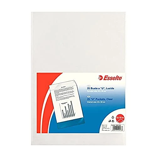 Limited-time offer: Esselte U Pocket Folders Polished, Folio in PP Clear 23x33 Transparent from $25.50 to $25.50 (save 0.00%)