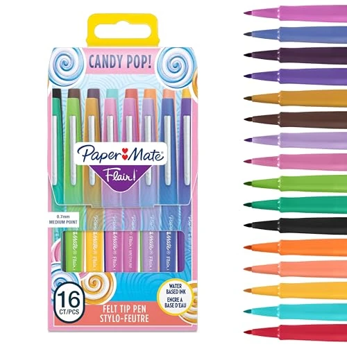 Paper Mate viltstiften | medium punt (0,7 mm) | Candy POP en diverse kleuren | 16 stuks
