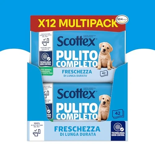 Scottex Complete Clean Hygienic Wet Paper 12 Packs of 42 Wipes