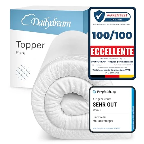 Dailydream Topper viscoelástico para colchón de 90x190, Grosor 5cm, Sobrecolchón Memory Foam, Edition Standard, Model M, Cubrecolchón de Espuma, Espuma viscoelástica, Espuma Memoria, Topper Sofa