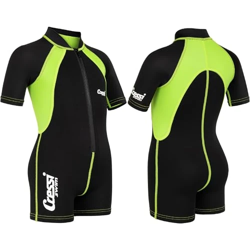 Offerta a tempo: Cressi Shorty Kid - Muta Shorty per Bambini in Neoprene Ultra Stretch 1.5/2mm, Maniche Corte, S (2 Anni), Nero/Lime - 33% da 44.99 € a 29.99 €