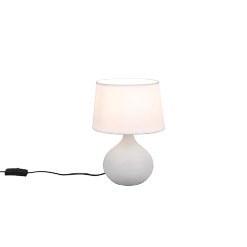 Reality, Lampe de table, Martin 1xE14, max.40,0 W Tissu, Blanc, Corps: Céramique, Cappucino Ø:20,0cm, H:29,0cm IP20,Interrupteur de cordon