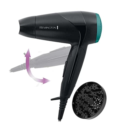 Oferta limitada: Remington Secador de Pelo Pequeño Compacto, Secador de Viaje, Plegable, óptimo Gimnasio, Concentrador, Difusor Compacto, Caudal 60km/h, 2 Velocidades, Gancho Para Colgar - D1500 de 15.00 EUR a 15.00 EUR (ahorro 0%)