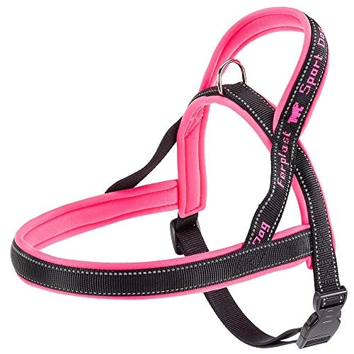 Ferplast Dog Harness SPORT DOG, Dog Harness Large Dog, Norvegian Type Harness for Dogs, Perfect Fitting, Soft padding, Reflective Nylon, Pet Name Tag, Fuchsia