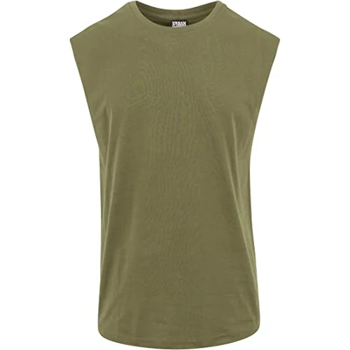 Urban Classics Herren Open Edge Sleeveless Tee – Locker geschnittenes Muskelshirt aus 100% Baumwolle, ärmellos, Sommer Tank Top für Sport & Freizeit,Olive,L