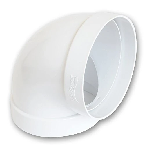 Ventilatie CCR125B 90 ° FF van ABS voor gekanaliseerde ventilatie, diameter 125 mm.