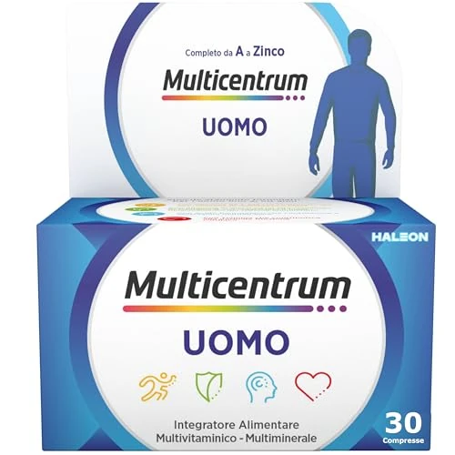 Offerta a tempo: Multicentrum Uomo Integratore Alimentare Multivitaminico Completo, con Vitamine D, B6, C, Contro Stanchezza e Affaticamento, Per Uomini, 30 Compresse - 47% da 18.90 € a 9.99 €