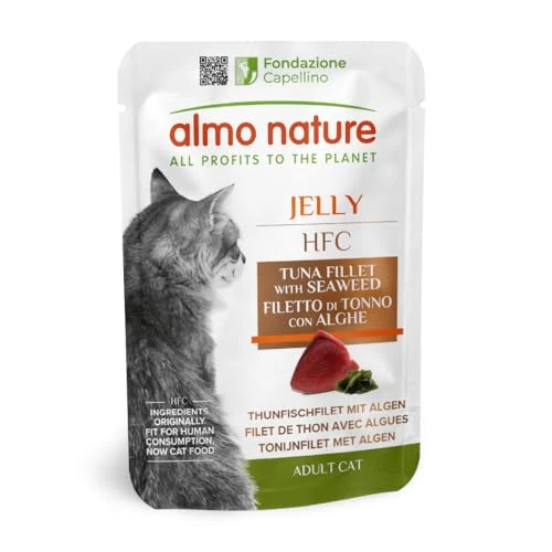 Limited-time offer: Almo Nature HFC Jelly - Wet Cat Food for Adult Cats - Tuna Fillet and Seaweed - Human-Grade, Gluten-Free, Monoproteic - 55g (Pack of 24) from 26.40 £ to 26.40 £ (save 0.00%)