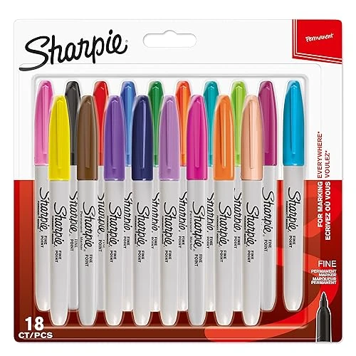 Zeitlich begrenztes Angebot: Sharpie Permanent Marker | Marker Stifte mit feiner Spitze | gemischte Farben | 18 Wasserfeste Stifte von 21.99 € auf 12.39 € (44% Rabatt)