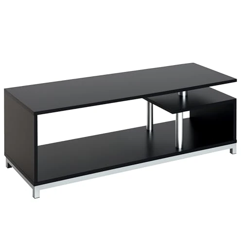 Offerta a tempo: HOMCOM Mobile TV Moderno con Ripiano in Legno 114x40x40.5cm Nero - 45% da 78.95 € a 43.41 €