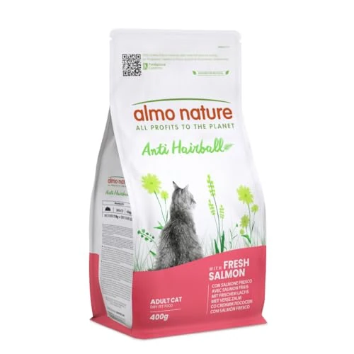Offerta a tempo: Almo Nature Anti Hairball - Crocchette Gatto Adulto con Salmone Fresco, con Miscela di Fibre Vegetali per Contrastare la Formazione di Boli di Pelo - Sacco da 400g - 7% da 11.99 € a 11.21 €